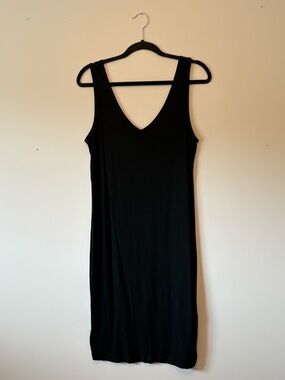 Laundry by Design Black Sleeveless Dress L | V-Neck Stretch Tank